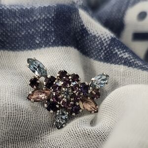 Chic Silver and Purple Gemstone Brooch